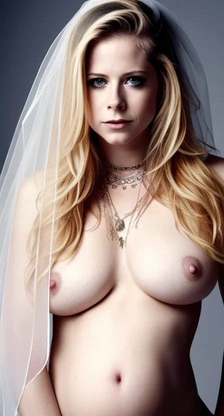 photo-of avril lavigne pregnant large stomach enlarged breasts very large breasts wedding veil naked nude visible nipples visible pussy legs hot sexy seductive evil sultry detailed eyes smokey eyes pr-369895.png